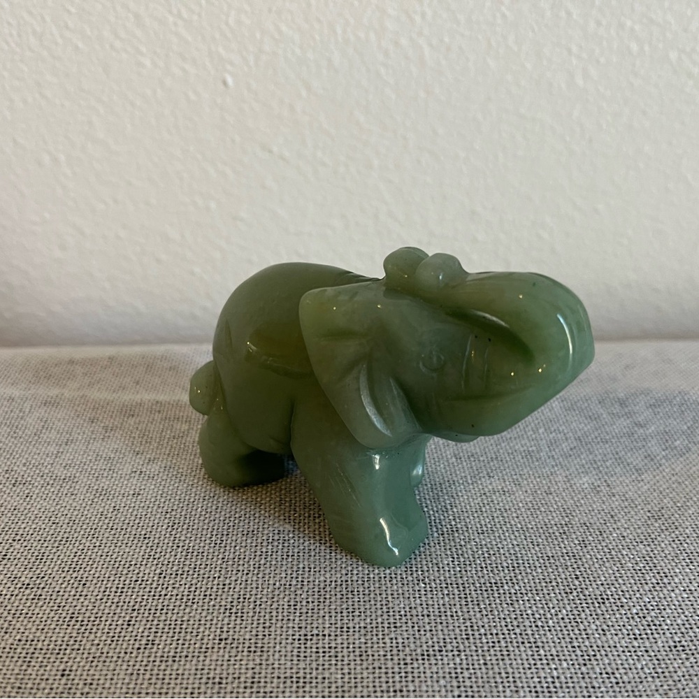 Hand Carved Jade Stone Elephant Statue Figurine